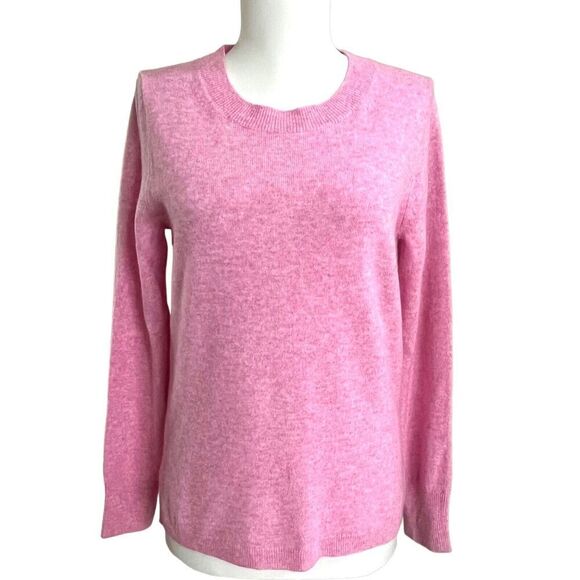 J Crew 100% Cashmere Pullover Sweater S Pink Crewneck Preppy Barbiecore Basic - Picture 1 of 8